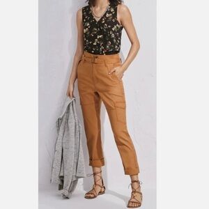 Cabi Paper Bag Cargo Pants Women’s Size 8 Rust Burnt Orange Cuffed Style #6045